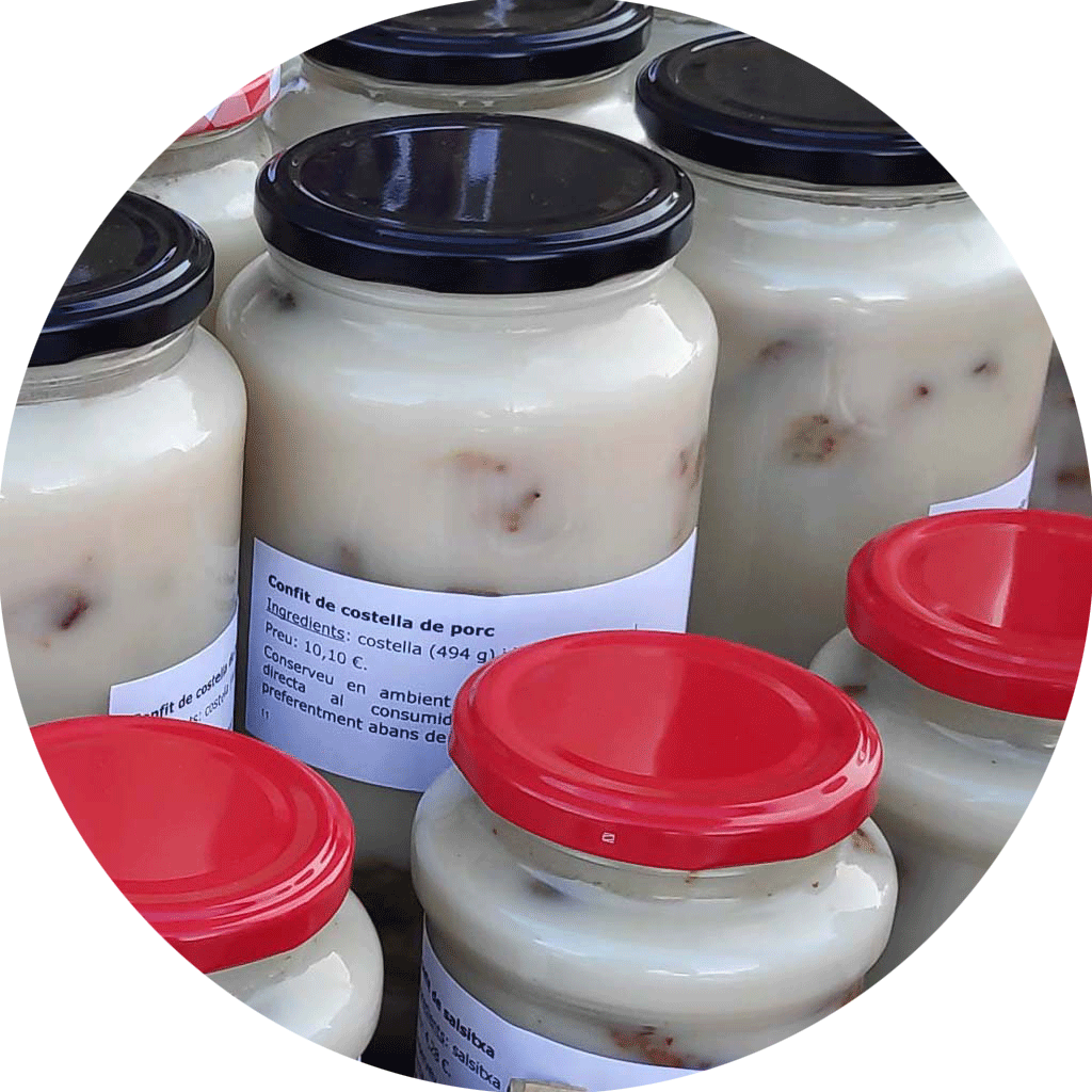 Pots de confit de costella, botifarra i salsitxa
